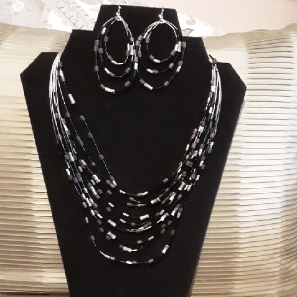 Chico's Black and Silver Necklace Set